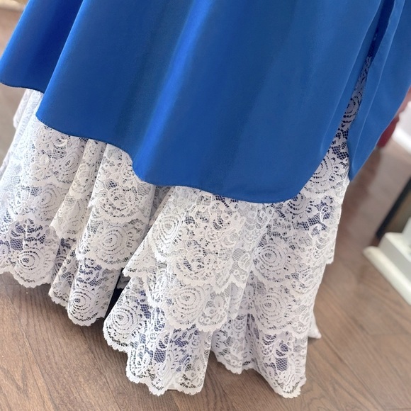 Authentic ILGWU Vintage Taffeta Dress. Blue Lace | Ruffled. Women Sz-11 Large - Picture 4 of 13